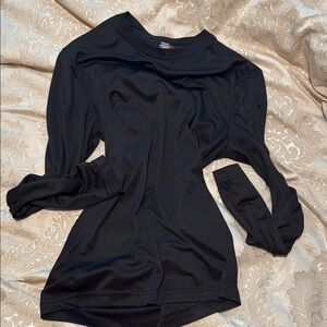 Hanes Black Asymmetrical Cut Out Bodysuit